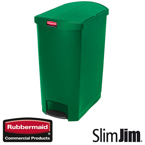 Afvalbak Slim Jim End Step On container Rubbermaid 90 liter groen